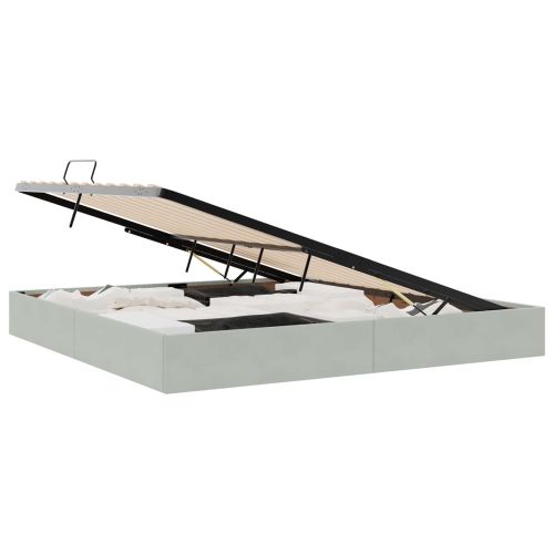 Легло с място за съхранение Светлосиво 200 x 200 cm Кадифе