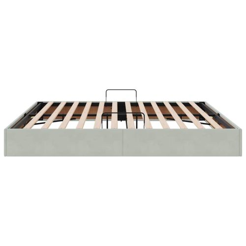 Легло с място за съхранение Светлосиво 200 x 200 cm Кадифе