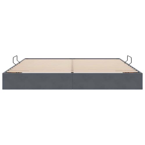 Легло с място за съхранение Тъмен сив 200 x 200 cm Кадифе