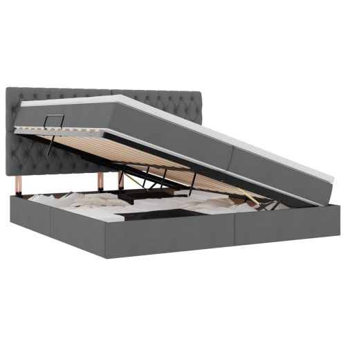 Легло с място за съхранение и матрак Тъмен сив 200 x 200 cm