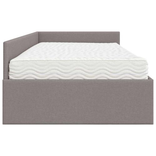 Ъглова рамка за легло с матрак Друг 2 pcs Таупе текстил