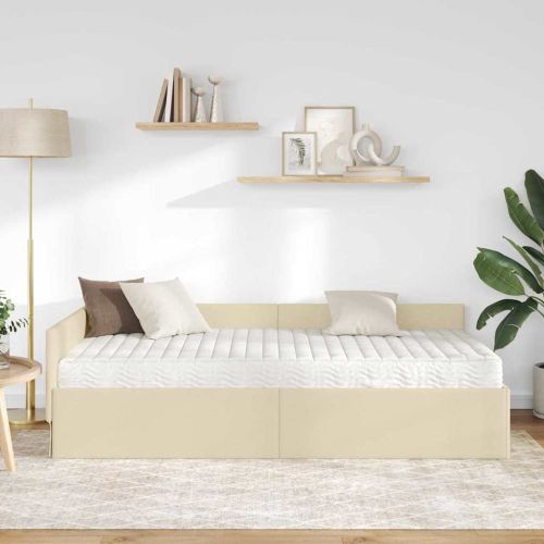 Ъглова рамка за легло с матрак Друг 2 pcs Крем текстил