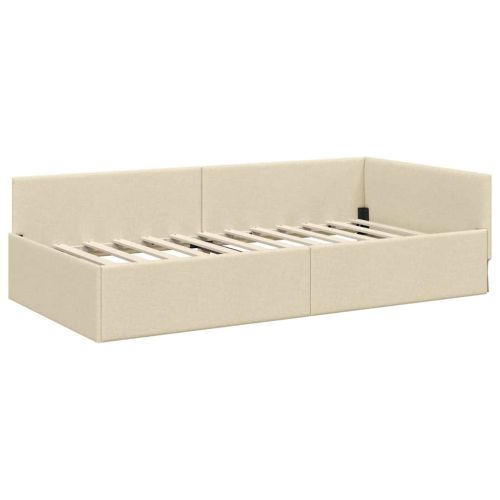 Ъглова рамка за легло с матрак Друг 2 pcs Крем текстил