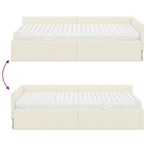 Ъглова рамка за легло с матрак Друг с таблото 2 pcs Крем Кадифе
