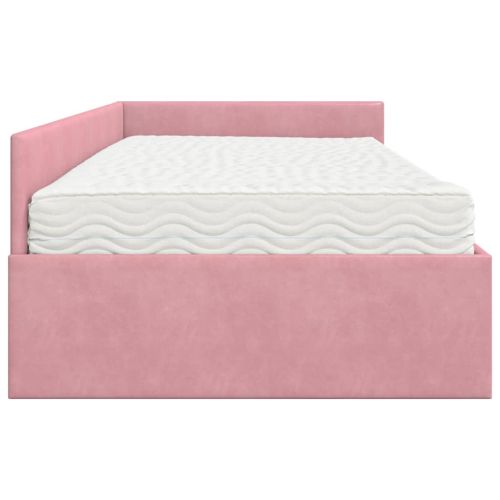 Ъглова рамка за легло с матрак Друг с таблото 2 pcs Сив Кадифе