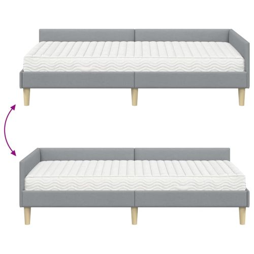 Ъглова рамка за легло с матрак Друг 2 pcs Светлосиво текстил