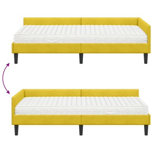 Ъглова рамка за легло с матрак Друг 2 pcs Жълто Кадифе