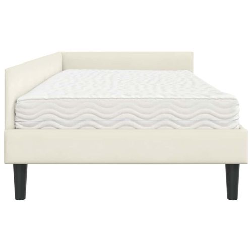 Ъглова рамка за легло с матрак Друг с таблото 2 pcs Крем Кадифе