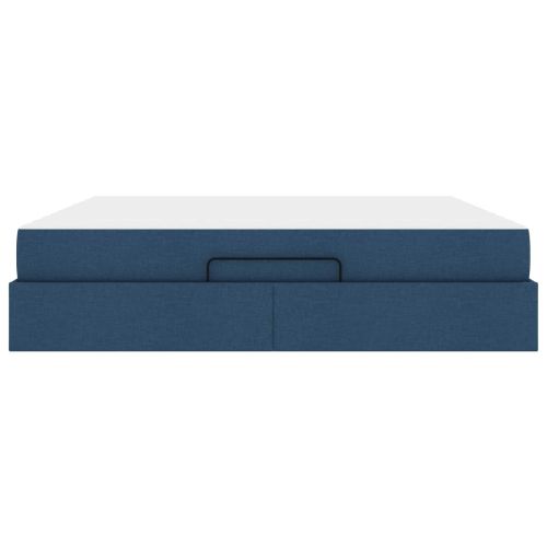 Рамка за легло с матрак с матрак 2 pcs Синьо текстил