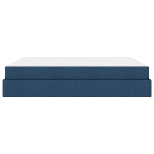 Рамка за легло с матрак с матрак 2 pcs Синьо текстил
