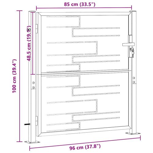 Градинска врата Сребрист 96 x 100 cm Неръждаема стомана