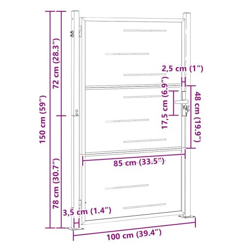 Градинска врата Сребрист 100 x 150 cm Неръждаема стомана