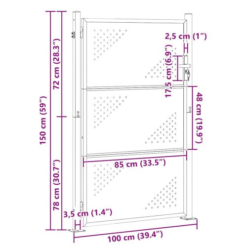 Градинска врата Сребрист 100 x 150 cm Неръждаема стомана