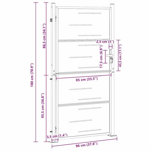 Градинска врата Сребрист 96 x 180 см Неръждаема стомана