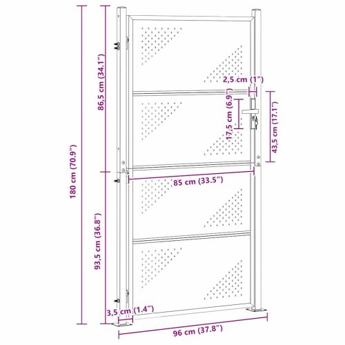 Градинска врата Сребрист 96 x 180 см Неръждаема стомана