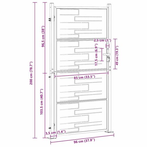 Градинска врата Сребрист 96 x 200 см Неръждаема стомана