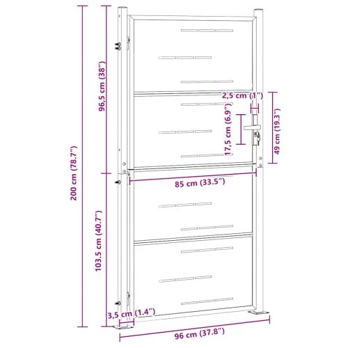 Градинска врата Сребрист 96 x 200 см Неръждаема стомана