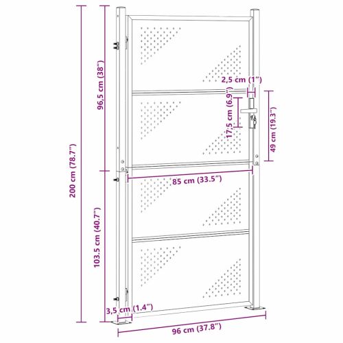 Градинска врата Сребрист 96 x 200 см Неръждаема стомана