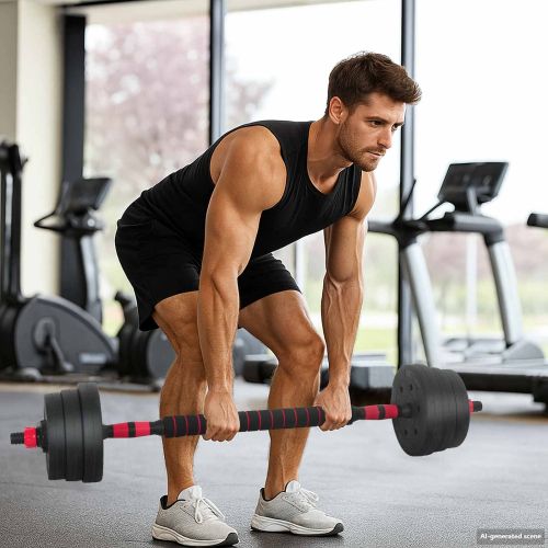 Комплект 4 в 1 дъмбел Черен и Червен 121 x 19,5 x 19,5 см