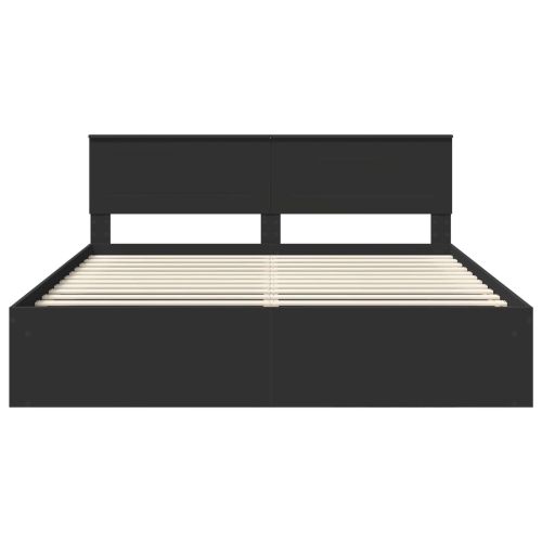 Рамка за легло с таблото Черно 200 x 200 cm Инженерно дърво
