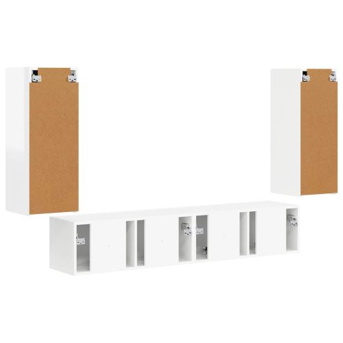 Комплект за стена на телевизор 4 pcs Лъскаво бяло