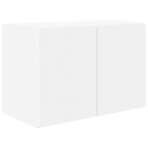 Комплект за стена на телевизор 4 pcs Бяло Инженерно дърво