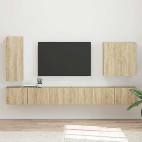 Монтиране на стена 6 pcs Сонома дъб