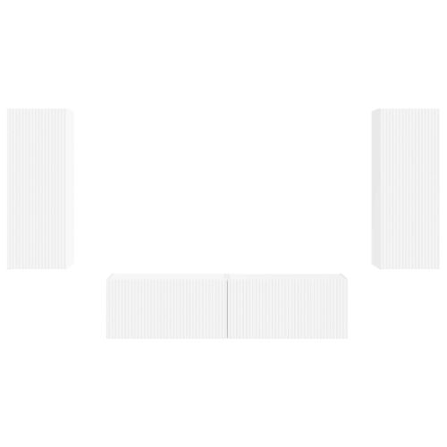 Комплект ТВ шкаф Монтиране на стена 2 pcs Бяло Инженерно дърво