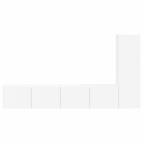 Комплект ТВ шкаф Монтиране на стена 2 pcs Бяло Инженерно дърво