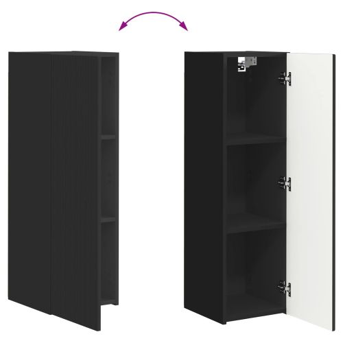 Комплект ТВ шкаф Монтиране на стена 2 pcs Черно Инженерно дърво