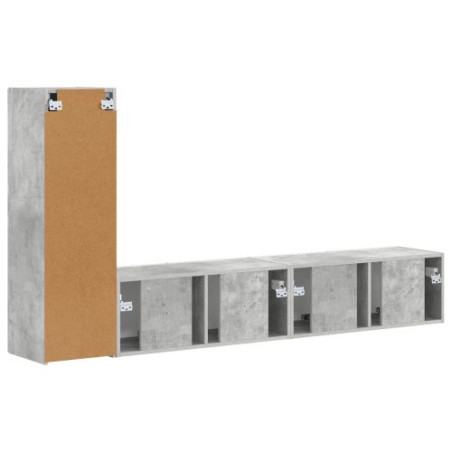 Комплект ТВ шкаф 3 pcs Циментено сиво Инженерно дърво