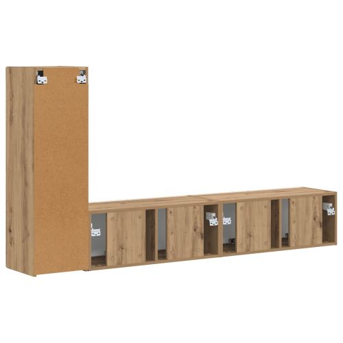 Комплект ТВ шкаф Монтиране на стена 2 pcs Дъб Инженерно дърво