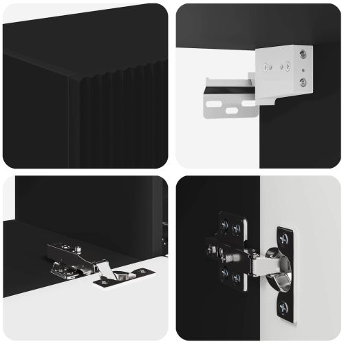 Комплект ТВ шкаф Монтиране на стена 4 pcs Черно Инженерно дърво