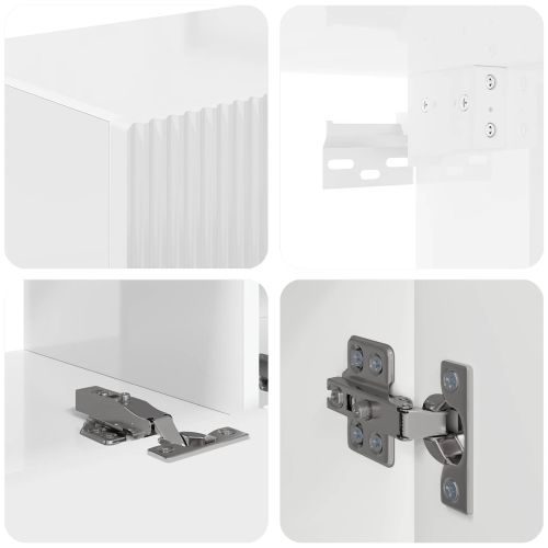 Комплект ТВ шкаф 3 pcs Лъскаво бяло Инженерно дърво