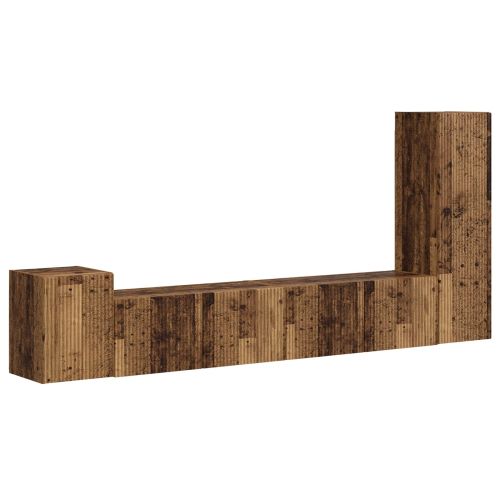 Комплект ТВ шкаф 3 pcs Старо дърво Инженерно дърво