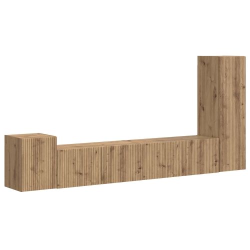 Комплект ТВ шкаф Монтиране на стена 3 pcs Дъб Инженерно дърво