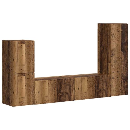 Комплект ТВ шкаф 4 pcs Старо дърво Инженерно дърво