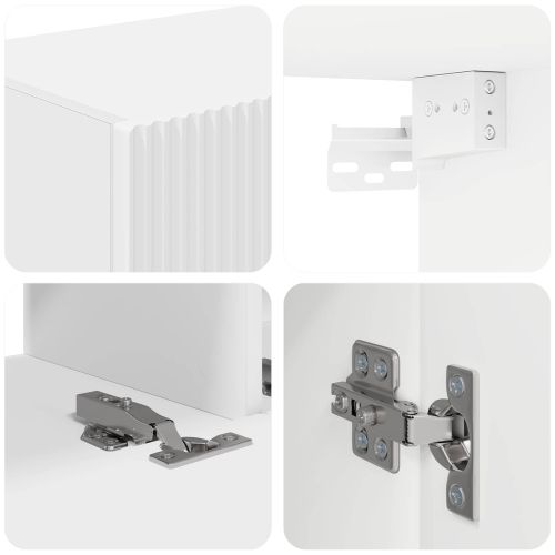 Комплект ТВ шкаф Монтиране на стена 4 pcs Бяло Инженерно дърво