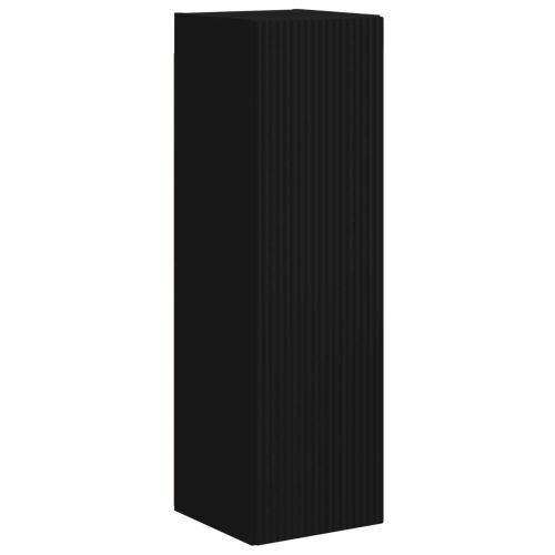 Комплект ТВ шкаф Монтиране на стена 4 pcs Черно Инженерно дърво