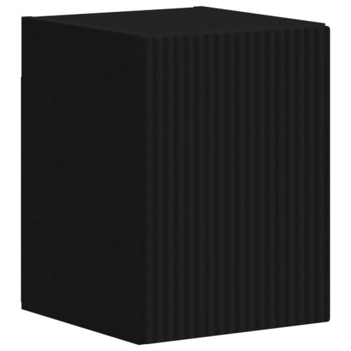 Комплект ТВ шкаф Монтиране на стена 4 pcs Черно Инженерно дърво