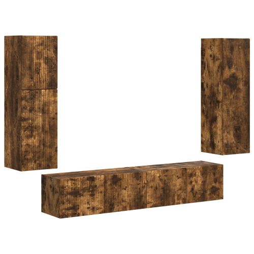 Комплект ТВ шкаф 4 pcs Димян дъб Инженерно дърво