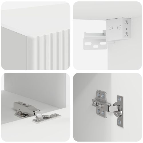 Комплект ТВ шкаф Монтиране на стена 4 pcs Бяло Инженерно дърво