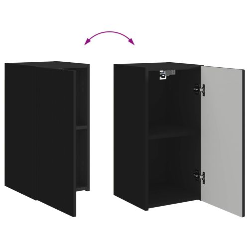 Комплект ТВ шкаф Монтиране на стена 6 pcs Черно Инженерно дърво