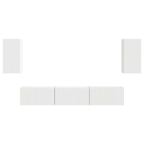 Комплект ТВ шкаф Монтиране на стена 3 pcs Бяло Инженерно дърво