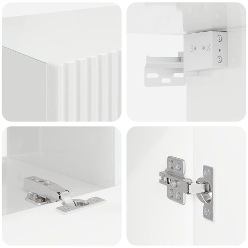 Комплект ТВ шкаф 3 pcs Лъскаво бяло Инженерно дърво