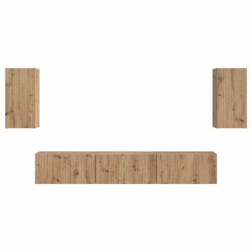 Комплект ТВ шкаф Монтиране на стена 3 pcs Дъб Инженерно дърво