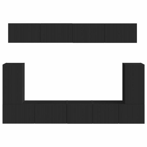 Комплект ТВ шкаф Монтиране на стена 5 pcs Черно Инженерно дърво