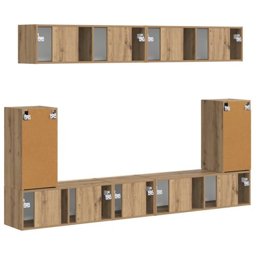 Комплект ТВ шкаф Монтиране на стена 5 pcs Дъб Инженерно дърво