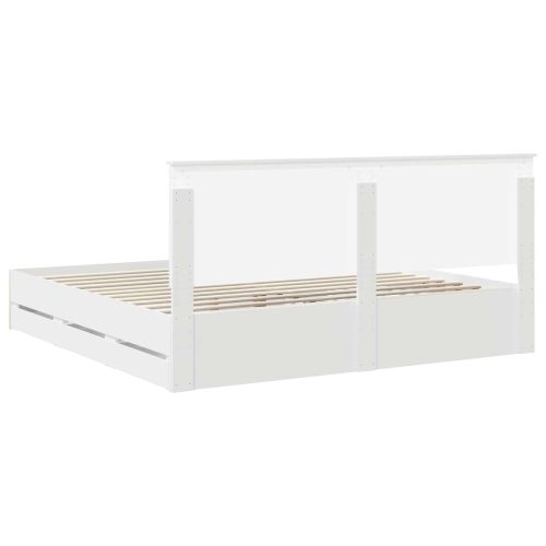 Рамка за легло с чекмедже Бяло 200 x 200 cm Инженерна дървесина