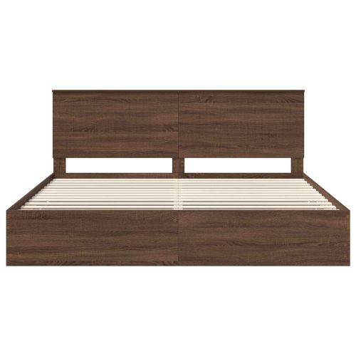 Рамка за легло Кафяв дъб 200 x 200 cm Инженерна дървесина